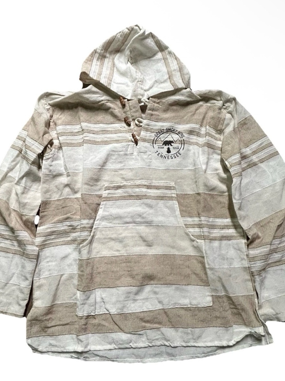 Women’s White Brown Great Smokey Mountains Hoodie Size Large